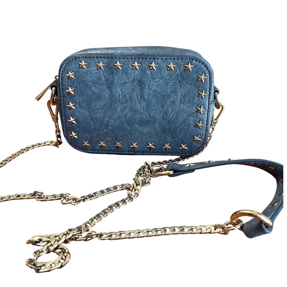 Policy Blue Star Stud Mini Crossbody‎ Bag Camera Bag Gold Chain Strap